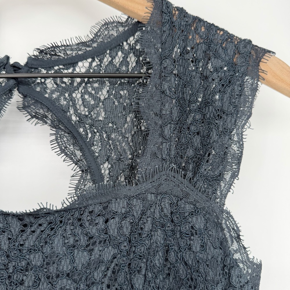 Adrianna Papell Floral Lace Sheath Dress Size 8 Black Cocktail Formal Keyhole - Picture 3 of 10